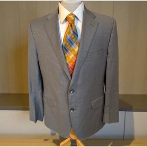 Samuelsohn Gray Sharkskin Colombo Ice Wool 150's Blazer Sz 42R Sport Coat Jacket